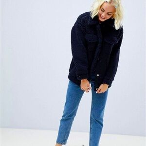 MONKI Trucker Sherpa Jacket Navy S